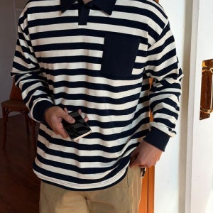 스트라이프 럭비 티셔츠[XL-4XL]