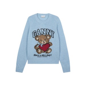 가니 여성 그래픽 울 스웨터 니트 베이비 블루 A1070047-646