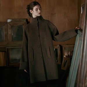[르니나] MORI herringbone handmade half coat_BROWN