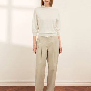 코튼 투턱 배럴 레그 팬츠_SWWSLQ11010