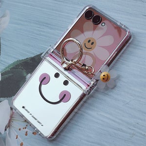 (미러 힌지보호/핑거링)부끄 스마일 키링 케이스(갤럭시Z플립5 6 7)