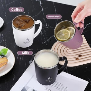 304 스테인리스 스틸 이중벽 머그컵, 뚜껑 포함 커피컵, 보온 보냉 기능, 휴대용 라떼컵, 고급 컵, 대용량 커피컵, 발렌타인데이 및 개학 시즌을 위한 완벽한 선물