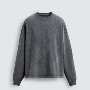 자라 테크니컬 워싱 텍스처 긴팔 티셔츠 4087/352 DARK ANTHRACITE