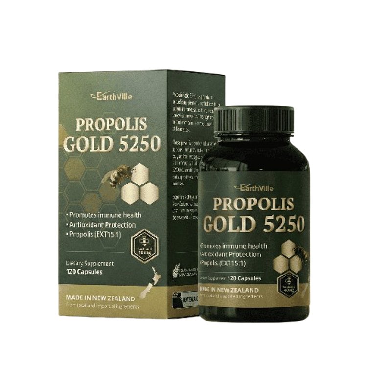 어스빌 뉴질랜드 <b>프로폴리스</b> 골드 5250 원액 <b>그린</b> 플라보노이드 고함량 120캡슐, 3개