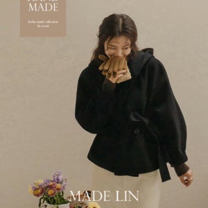 MADE LIN 벨티드 후드 핸드메이드 코트[스크레치 세일]