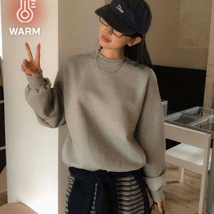 내일도착 맨투맨/스웨트셔츠 [기모]누키 기모 무지 맨투맨 4color / 겨울 스웻셔츠 루즈핏 sweatshirt 숏 여리 도톰 박시