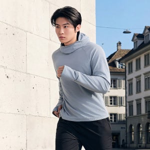 남자 러닝 긴팔 러닝복 그리드 플리스 후디