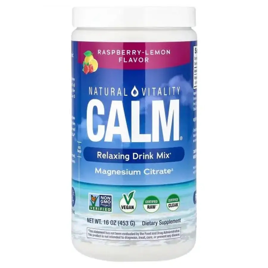 Natural Vitality, CALM , 릴랙싱 드링크 믹스, 라즈베리-<b>레몬</b>, <b>453g</b>(16oz)