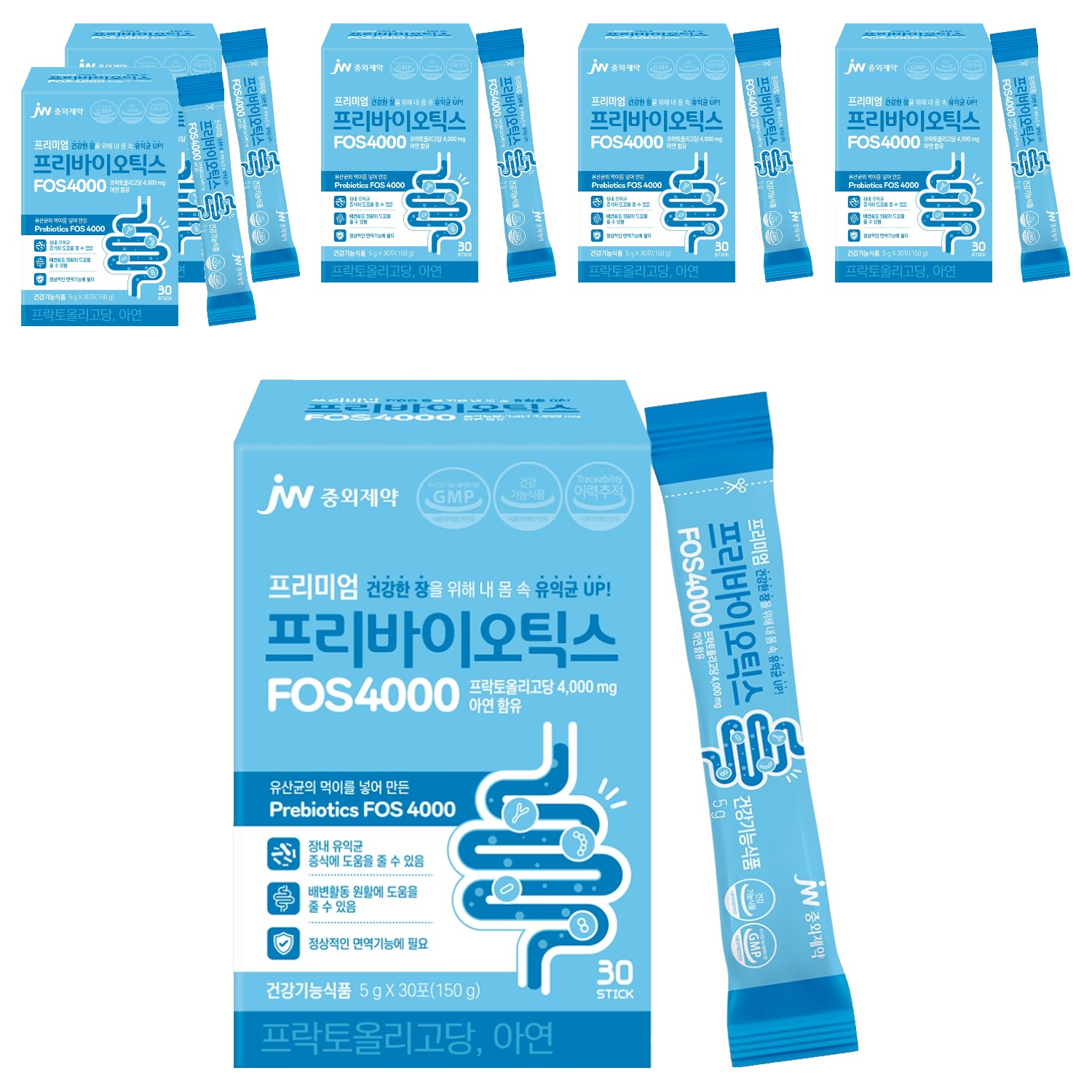 JW중외제약 프리미엄 <b>프리바이오틱스 FOS 4000</b> 플러스 아연 프락토올리고당 유산균