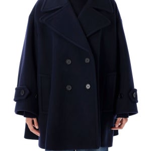 끌로에 블루 울 오버사이즈 더블 브레스티드 코트 CH25AMA26 952 PEACOAT 33001720 146474001