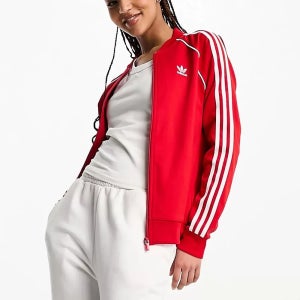 아디다스 여성 져지 트랙탑 아디컬러 슈퍼스타 삼선 레드