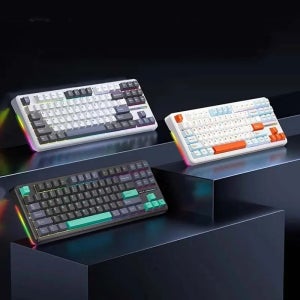 AULA F87 PRO 독거미 기계식 키보드 무선 블루투스 RGB 87키 3모드 스타트렉 그레이V4축