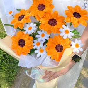 해바라기 데이지 모루꽃다발완제품 졸업 전역 집들이 출산, 영원크래프트