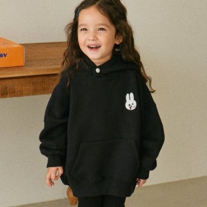 [나로] 래빗 프렌즈 기모 후드 (블랙)