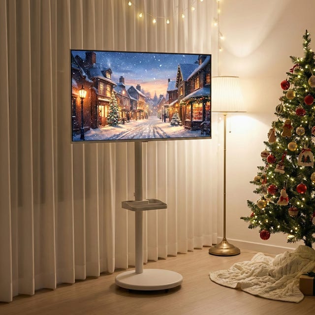 더함 화이트 스마트TV 102cm(40인치) 구글5.0 QLED 이동식TV, 이동식 스탠드