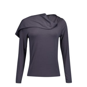 포코포스카 Soft Scarf Long-Sleeve Top (Gray)