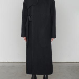 하이크(HYKE) 블랙 더블 페이스 트렌치 코트 17392