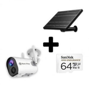 태양광패널 IP카메라 로보뷰S2+64GB+8W 충전식 배터리