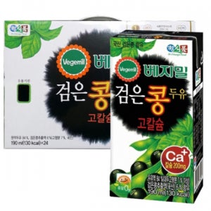[정식품] 베지밀 검은콩 고칼슘 두유 (190ml/일반, 24개)