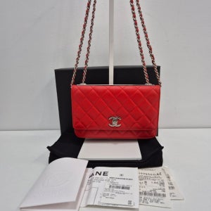 [정품인증] 샤넬 트렌디CC 램스킨 미니 크로스백 은장 WOC 은장A80982