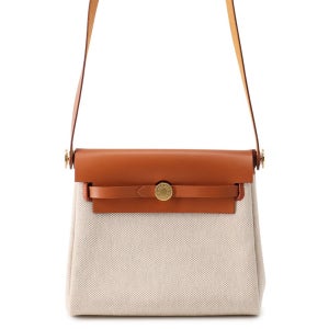 HERMES 허백 지퍼 에크루/포브 토일 H 바쉬 헌터 레더 사이즈 미니