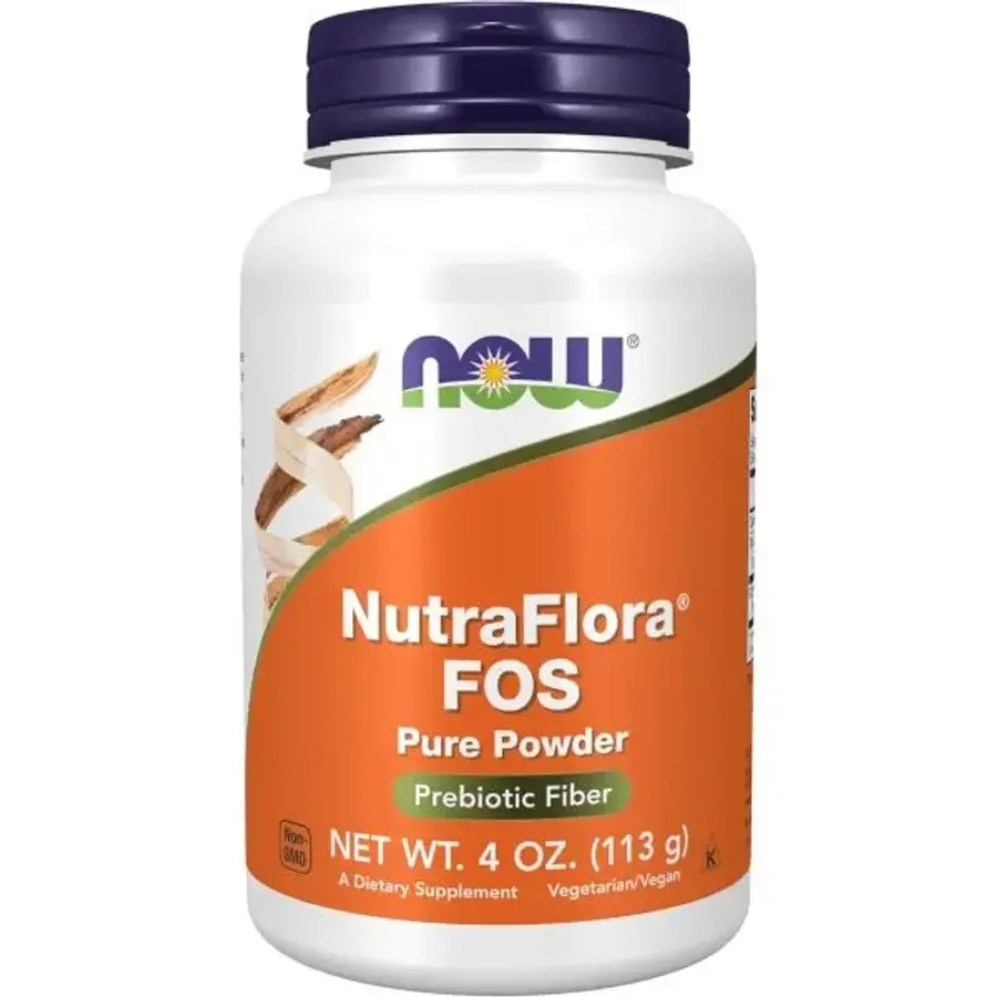 나우푸드 NOW Foods Supplements, NutraFlora FOS <b>Fructooligosaccharides</b> Pure Powder, Prebiotic Fiber,