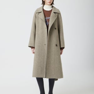 CC콜렉트 헤링본 벨티드 하이넥 롱 코트 C254MSG534 463694