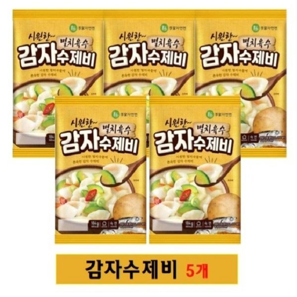 이가자연면 이가자연면 멸치육수 감자수제비 184g 5봉 간편요리