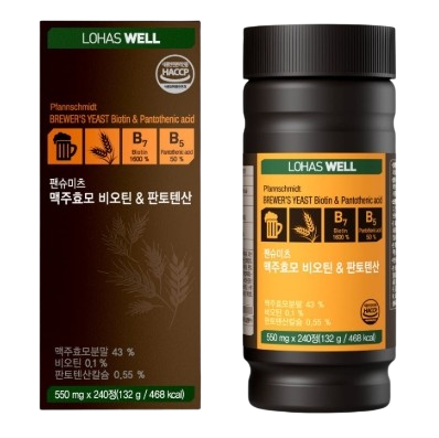 로하스웰 독일 <b>맥주효모</b> 비오틴 5000 판토텐산 240정, 1개
