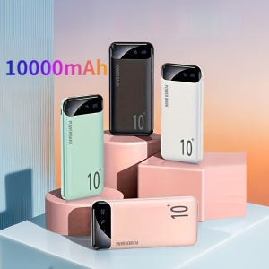 야외 비상용 대용량 휴대용 보조배터리 10000mAh, 5V2.1A 휴대용 USB 충전기, IOS/ 기기용, 2xUSB 출력, Type-C/ 입력, 안전하고 안정적인 폴리머 리튬