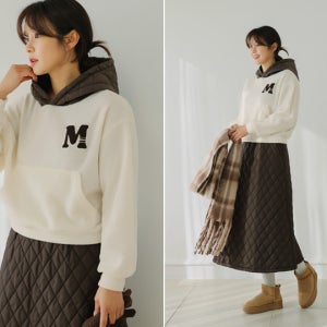 [SET]소프트윈터 패딩 믹스 후리스 스커트세트