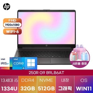 HP 250R G9 B9LB6AT i5-1334U Iris Xe 32GB 512GB WIN11 설치 학업용 인강용 대학생 노트북