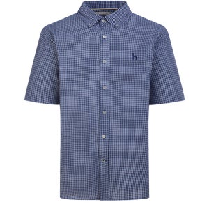 [헤지스 남성] 네이비 뱀부 혼방 반팔 셔츠 HZSH6B512N2