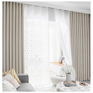 지나송 사계절 암막 커튼 세이지 슈퍼특대형 웜그레이