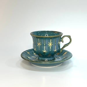 앤티크 골드 1인 커피잔(애쉬블루), 오로지 도자기