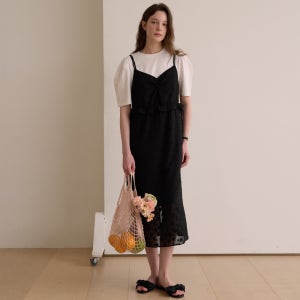 [비뮤즈맨션] Jacquard bustier dress - Black