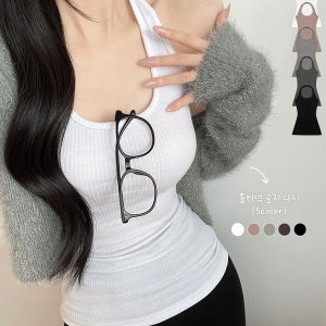 내일도착 민소매/나시 [자체 허리라인✨허얇골넓핏]하츠 골지 홀터넥 롱 슬리브리스 레이어드 나시(5color)