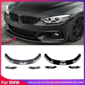 프론트 범퍼 립 ABS 스플리터 립 디퓨저 키트, 스포일러 바디 키트, BMW 4 시리즈 F32 F33 F36 420i 430i 420d M440i 2014-2020, 4 개