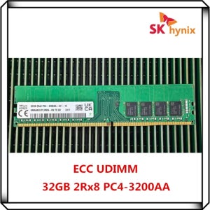 SK 하이닉스 DDR4 32GB 3200AA PC4 3200MHz 2Rx8 순수 ECC UDIMM 32G RAM 워크스테이션 버퍼링되지 않은 서버 메모리