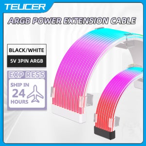 TEUCER X8P/X12P ARGB LED 라이트 스트립 24PIN/8PIN 마더보드 전원 연장 케이블 Aura Sync 유연한 LED 스트립 라이트 DIY 키트