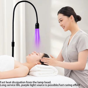 12W LED UV 램프 속눈썹 연장 젤 경화 플로어 램프 (뷰티 살롱용) 풋 스위치 조절 가능 UV 라이트 홀더 각도 조절 스포트라이트
