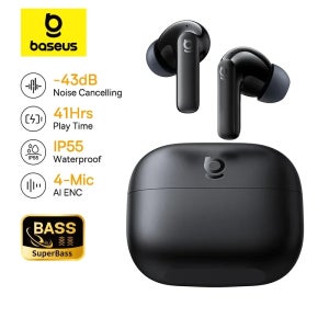 베이스어스 베이스 EP10/BP1 NC -43dB 노이즈 캔슬링 ANC 트루 무선 이어버드 블루투스 6.0 인이어 무선 이어폰 4-마이크 이어버드