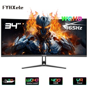 FYHXele 21:9 LED 게이머 컴퓨터 화면, 34 인치 모니터, 165Hz VA WQHD 데스크탑 와이드 디스플레이, 1500R 곡선 DP, 3440x1440