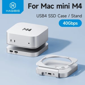 하기비스 USB C 허브 (USB4 하드 드라이브 인클로저 포함) 40Gbps M.2 NVMe SSD 케이스 USB 2.0 (맥 미니 M4/M4 Pro 스탠드 도킹 스테이션용)