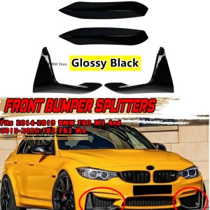 광택 블랙 자동차 앞 범퍼 립 스플리터 카나드 스포일러 BMW F80 F82 F83 M3 M4 2014-2020 안개등 램프 눈썹 프레임 커버