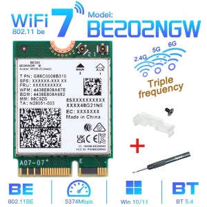 인텔 BE202 M.2 네트워크 카드용 Fenvi WiFi 7 블루투스 5.4 2.4G/5G/6GHz BE202NGW 무선 Wifi7 어댑터, WiFi 6E보다 우수