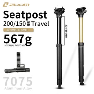 ZOOM NEW 자전거 드로퍼 시트포스트 - 직경 31.6/30.9mm, 트래블 150/200mm, 7075 알루미늄 합금, 내부 라우팅, 경량