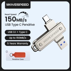 MOVESPEED 150MB/USB 유형 C 플래시 드라이브 Macbook iPhone 15/16 노트북 PC 용 64GB 128GB 256GB 512GB OTG USB 3.1 P