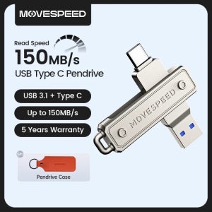 MOVESPEED 150MB/USB 유형 C 플래시 드라이브 Macbook iPhone 15/16 노트북 PC 용 64GB 128GB 256GB 512GB OTG USB 3.1 P