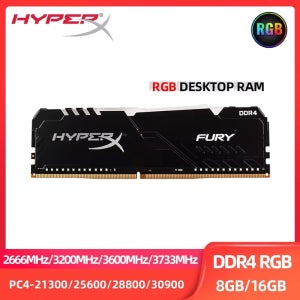 데스크탑용 HyperX FURY RGB DDR4 8GB 16GB 2666MHz 3200MHz 3600MHz 3733MHz DIMM XMP 메모리 램 288핀 1.2V